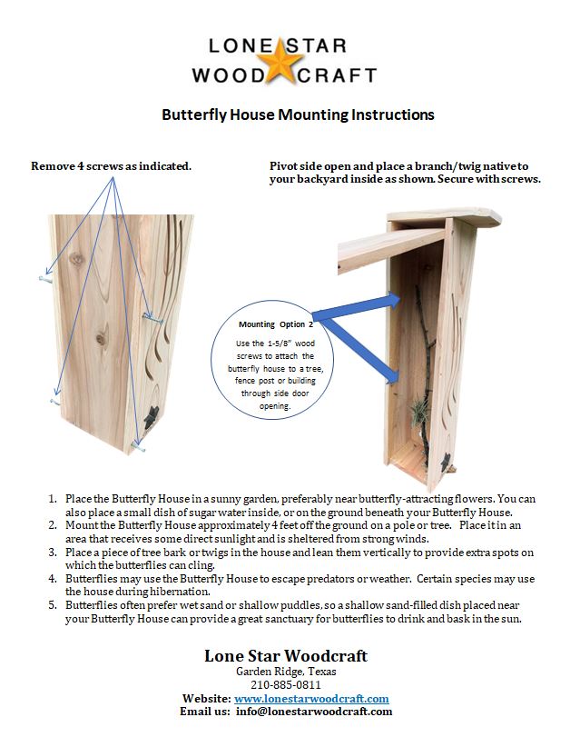 Butterfly House Mounting Instructions